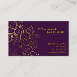 Goldener Spirale-Blätter-dekorativer DekoVintager Visitenkarte