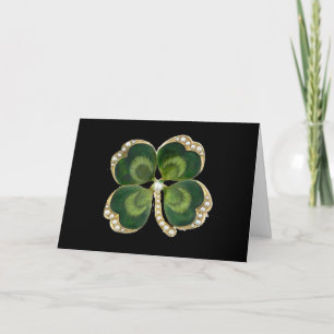 Goldener St. Patrick Shamrock Schmuck mit Perlen Karte