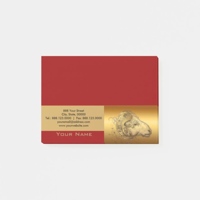 Goldener Stamm 2 Chinesisches Neujahr der Schafe 2 Post-it Klebezettel (Vorderseite)