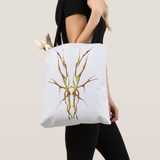 Goldener Stammeshirsch-Schädel-Jagd-Design (Von Nahem)