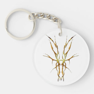 Goldener Stammeshirsch-Schädel-Jagd-Design Schlüsselanhänger