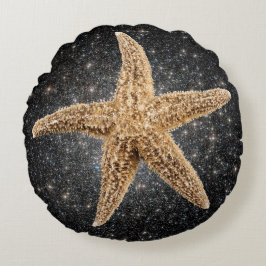 Goldener Star Rundes Kissen