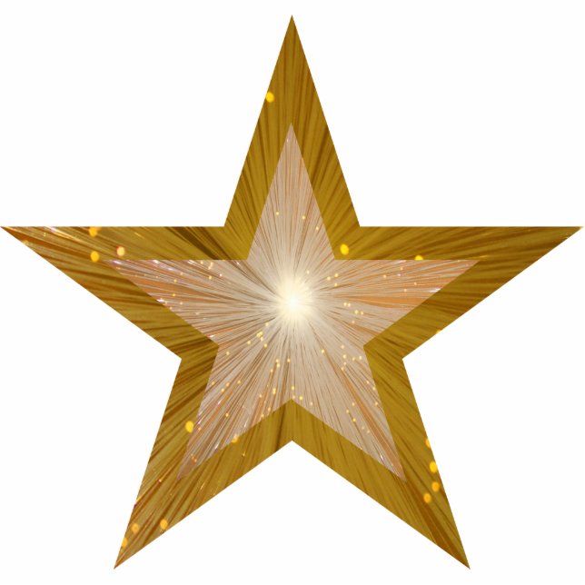 Goldener Star "Zwei Töne" Weihnachtsschmuck Fotoskulptur Ornament (Vorne)