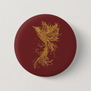 Goldener steigender roter Knopf Phoenix Button