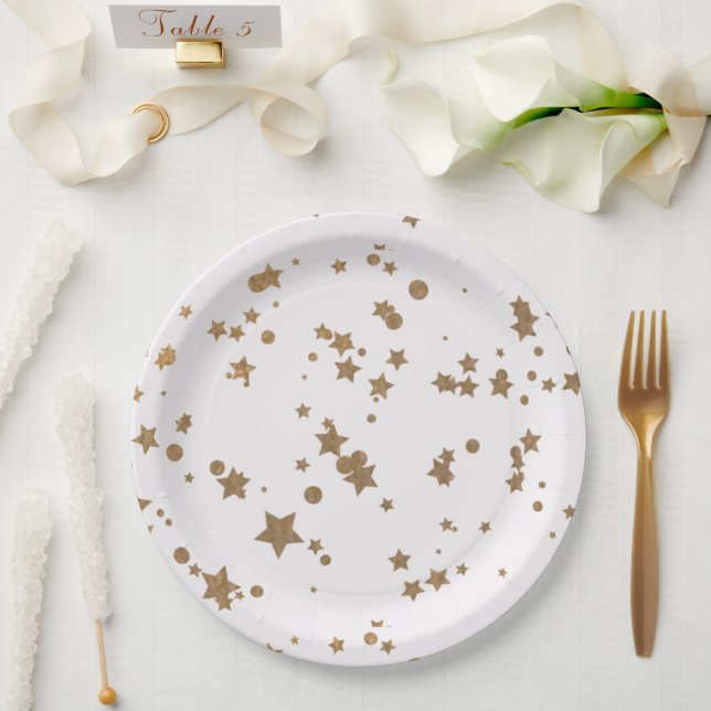 Goldener Stern Pappteller (Hochzeit)