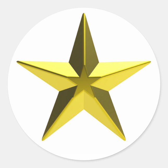 Goldener Stern Runder Aufkleber (Vorderseite)