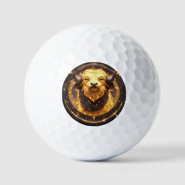 Goldener Stier innerhalb eines kreisförmigen Zodia Golfball (Vorderseite)