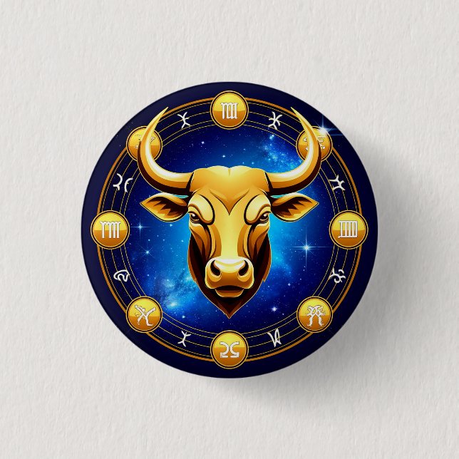 Goldener Stier Stier im kosmischen Tierkreis Button (Vorderseite)