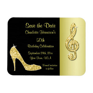 Goldener Stiletto & Violinschlüssel 50. Save The D Magnet