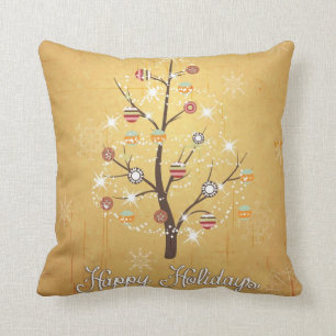 Goldener stilisierter Feiertags-Baum Kissen