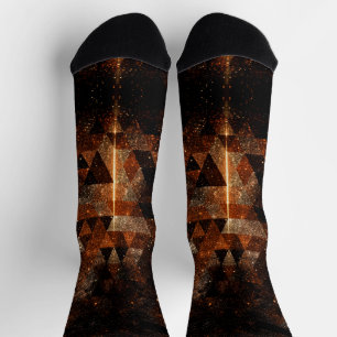 Goldener Strahl im geometrischen funkelnden Univer Socken