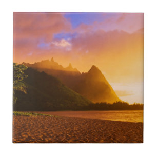 Goldener Strandsonnenuntergang, Hawaii Fliese