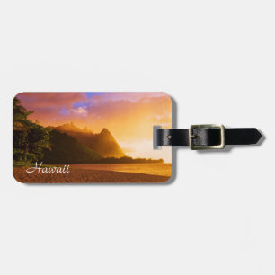 Goldener Strandsonnenuntergang, Hawaii Gepäckanhänger