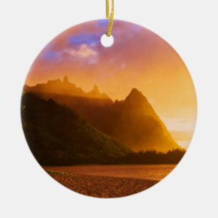 Goldener Strandsonnenuntergang, Hawaii Keramikornament
