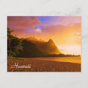Goldener Strandsonnenuntergang, Hawaii Postkarte