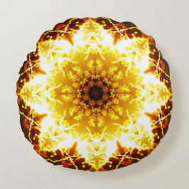 Goldener Sun-BlumeMandala Rundes Kissen