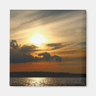 Goldener Sunset-Quadratzmagnet Magnet