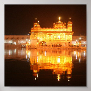 Goldener Tempel Amritsar Nordindien nachts Poster