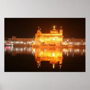 Goldener Tempel Amritsar Nordindien nachts Poster