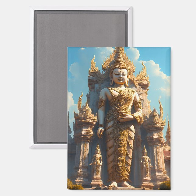 Goldener thailändischer Tempelwächter Magnet (Vorderseite/Rückseite)