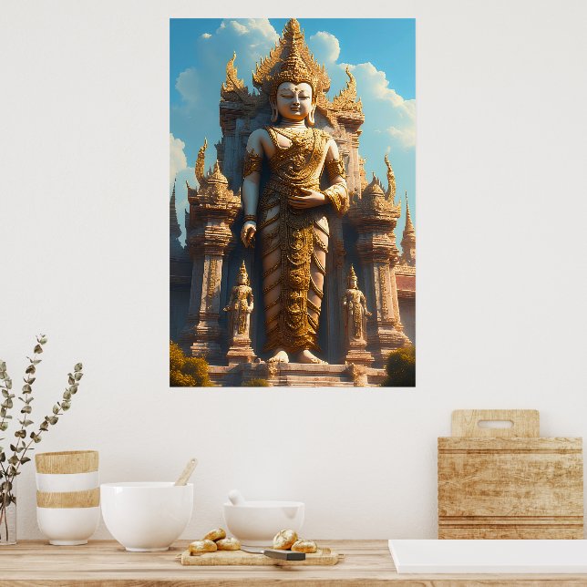 Goldener thailändischer Tempelwächter Poster (Küche)