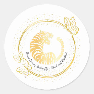 Goldener Tiger Brave Beauty Schmetterling, Freundl Runder Aufkleber