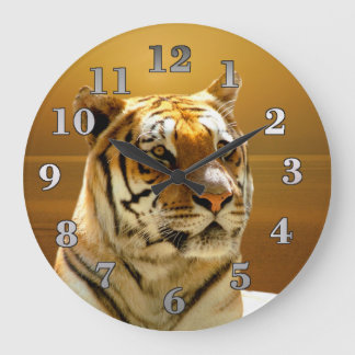 Goldener Tiger Große Wanduhr