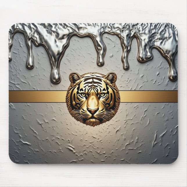 Goldener Tiger-Porträt Wilde Seele 🐯 Mousepad (Vorne)