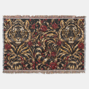 Goldener Tiger & Rote Rosen Florale Kunst Decke