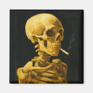 Goldener Totenkopf raucht – Einzigartige Van Gogh- Magnet