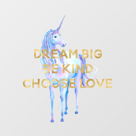 Goldener Traum sei gütig Liebe wählen Einhorn Fensteraufkleber