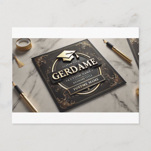 Goldener Triumph: Luxury Abschluss Card" Postkarte (Vorderseite)