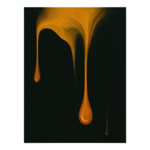 Goldener Tropfen Abstraktes Dunkles Kunstposter Fotodruck