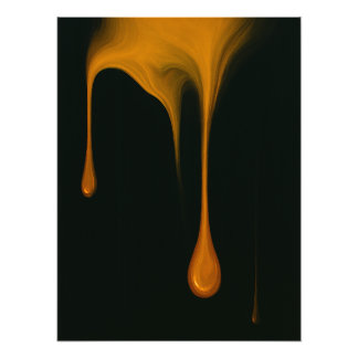 Goldener Tropfen Abstraktes Dunkles Kunstposter Fotodruck