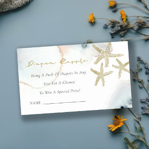 Goldener trüber blauer Seestern-Windel-Raffle-Baby Begleitkarte