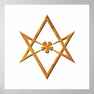 Goldener Unicursal Hexagram - thelemic Symbol Poster