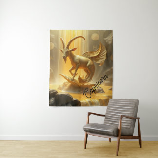 Goldener Vergoldeter Steinbock Wandteppich