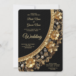 Goldener Verzierte Rahmen Hochzeit Einladung