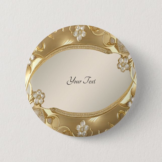 Goldener verzierter Blumenknopf Button (Vorderseite)