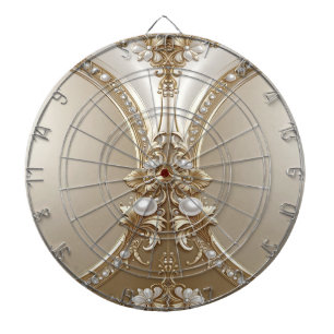 Goldener verzierter Rahmen mit Perlen Dartboard Dartscheibe