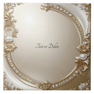 Goldener verzierter Rahmen mit Perlen Keramikflies Fliese
