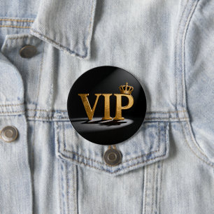 Goldener Vintage-Brief - VIP mit Krone 8 Button