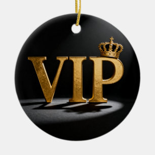 Goldener Vintage-Brief - VIP mit Krone 8 Keramik Ornament
