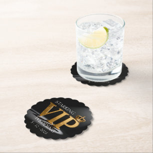 Goldener Vintage-Brief - VIP mit Krone 8 Untersetzer