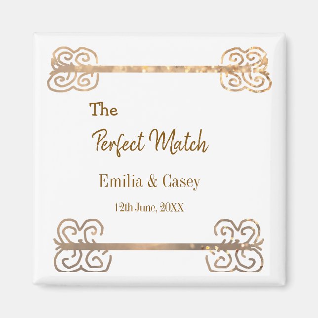 Goldener Vintager Glitzer für das perfekte Partner Magnet (Vorne)