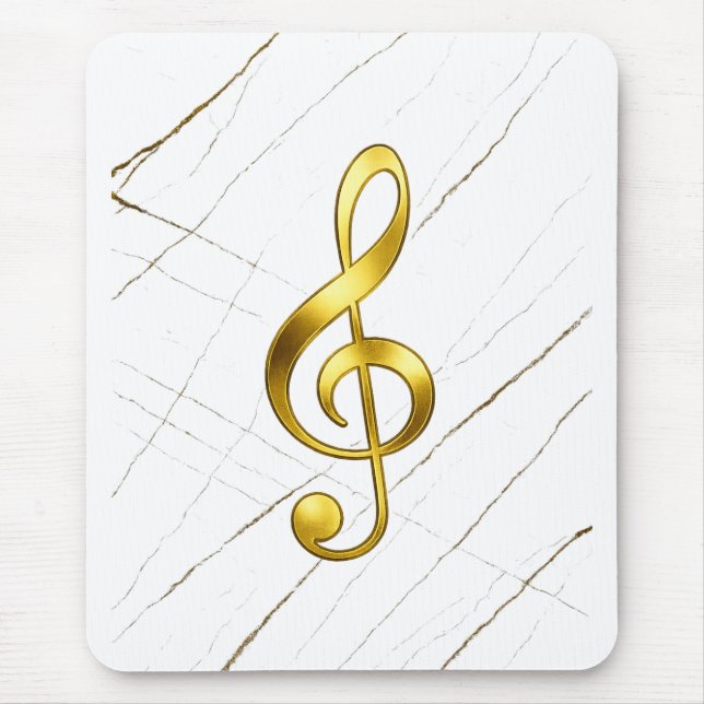 Goldener Violinschlüssel Marmor Musik Tech Mousepad (Vorne)