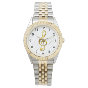 Goldener Violinschlüssel-Marmor-Uhr Armbanduhr