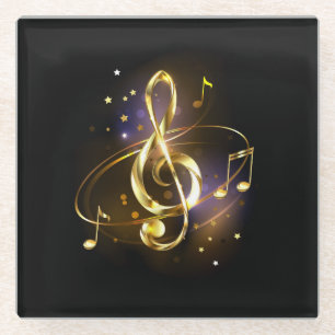 Goldener Violinschlüssel Musik Glasuntersetzer