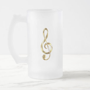 Goldener Violinschlüssel Musik Mattglas Bierglas