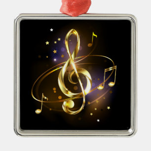Goldener Violinschlüssel Musik Ornament Aus Metall